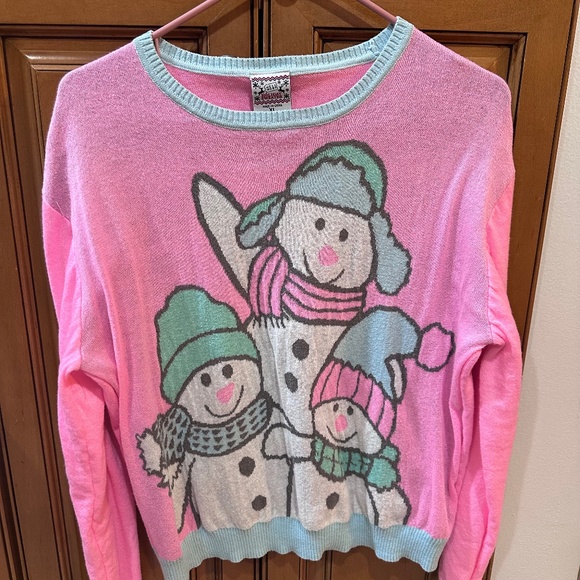 Pastel Snowman Christmas Holiday Sweater - Picture 1 of 4
